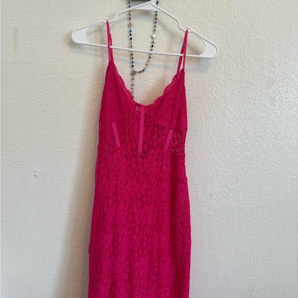 Aqua Pink Lace Dress